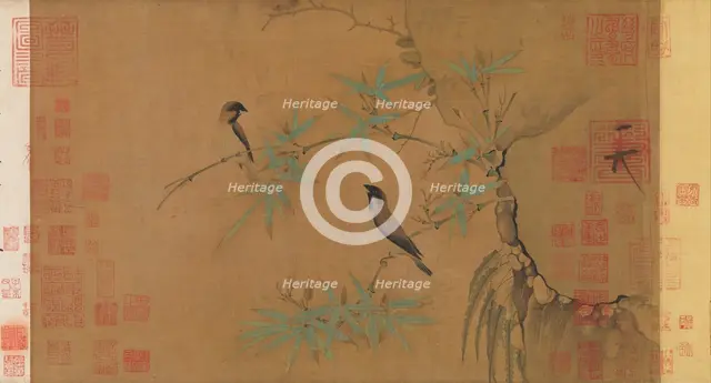 Finches and bamboo, early 12th century. Creator: Emperor Huizong.