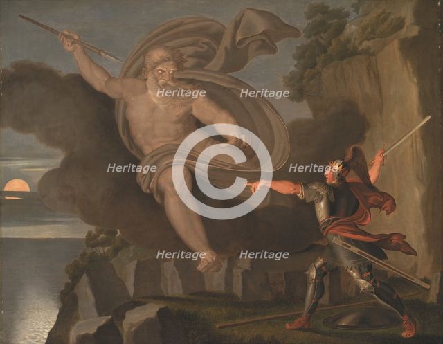 Fingal´s Battle with the Spirit of Loda;Fingal defeating Loda, the God of Sora, 1797. Creator: Asmus Jakob Carstens.