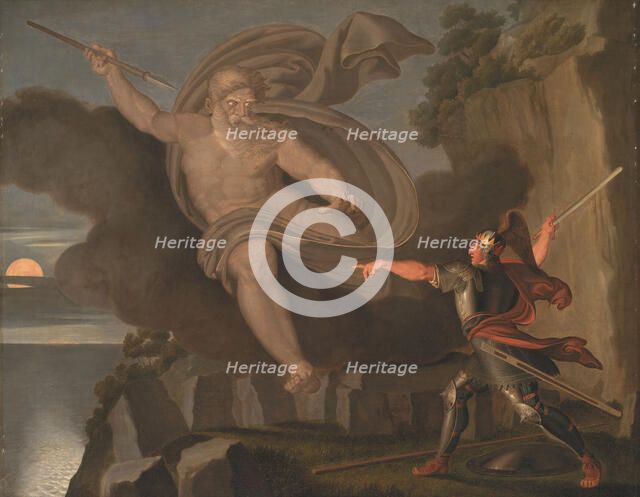 Fingal´s Battle with the Spirit of Loda;Fingal defeating Loda, the God of Sora, 1797. Creator: Asmus Jakob Carstens.
