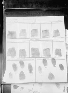 Finger Printing, Records From Finger Print Bureau, Navy Department, 1912. Creator: Harris & Ewing