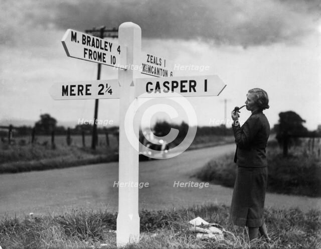 Finger sign post in Wiltshire, 1930s. Creator: Unknown.