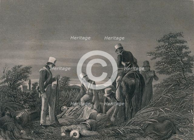 'Finding The Colours of the 24th Regiment After The Battle of Chilianwallah, January 1849'. Creator: J Rogers.