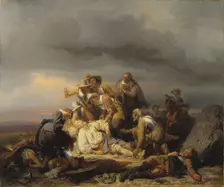 Finding the Body of King Gustav II Adolf of Sweden after the Battle of Lütze, 1855. Creator: Carl Wahlbom