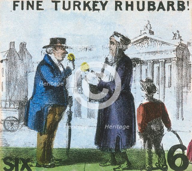 'Fine Turkey Rhubarb!', Cries of London, c1840. Artist: TH Jones