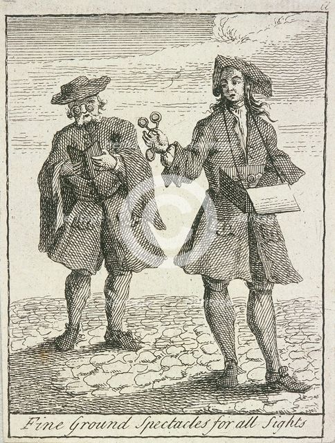 'Fine Ground Spectacles for all Sights', Cries of London, (c1688?). Artist: Anon