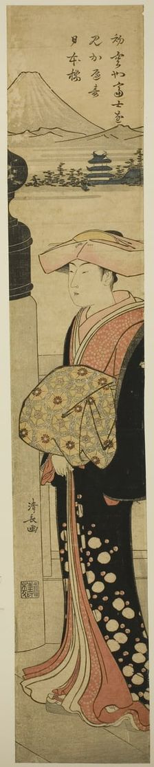 Finely-Dressed Woman Crossing Nihonbashi Bridge, c. 1783. Creator: Torii Kiyonaga