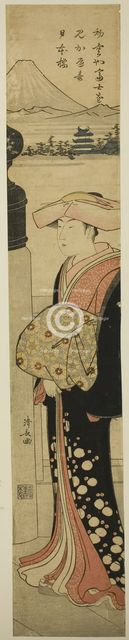 Finely-Dressed Woman Crossing Nihonbashi Bridge, c. 1783. Creator: Torii Kiyonaga.