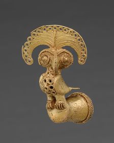 Finial with Bird (Harpy Eagle with Royal Flycatcher Crest?), 400-1000. Creator: Unknown