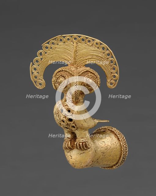 Finial with Bird (Harpy Eagle with Royal Flycatcher Crest?), 400-1000. Creator: Unknown.