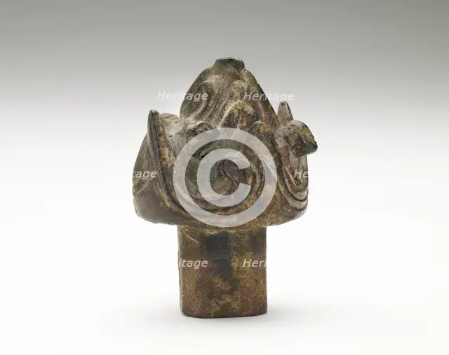Finial with hills and animals (boshan), Han dynasty, 206 BCE-220 CE. Creator: Unknown.