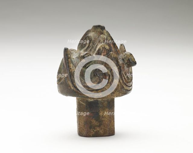 Finial with hills and animals (boshan), Han dynasty, 206 BCE-220 CE. Creator: Unknown.