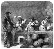 Finishing shells at Woolwich Arsenal, 1862. Creator: W Thomas