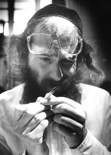 Finishing the Torah for the Belmont Synagogue, London, 1991. Creator: John Nathan