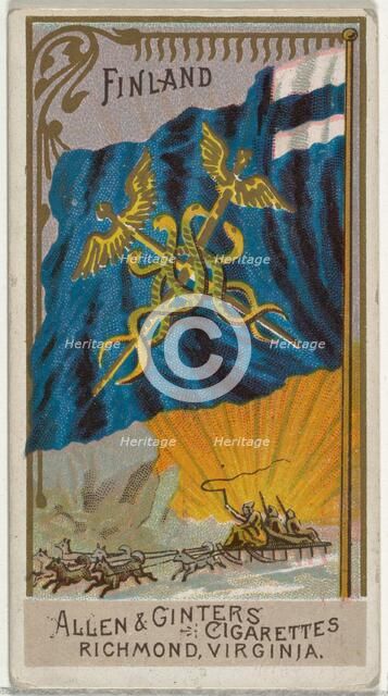 Finland, from Flags of All Nations, Series 2 (N10) for Allen & Ginter Cigarettes Brands, 1890. Creator: Allen & Ginter.