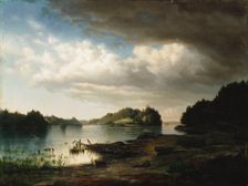 Finnish lake landscape, 1854. Creator: Werner Holmberg