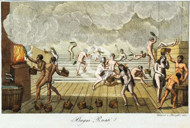 Finnish or Russian bath, 19th century. Artist: Unknown