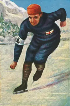 Finnish speed skater Clas Thunberg, 1928. Creator: Unknown