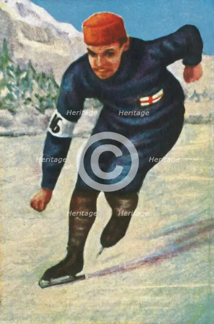 Finnish speed skater Clas Thunberg, 1928. Creator: Unknown.