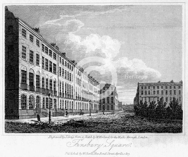 Finsbury Square, London, 1817.Artist: J Greig