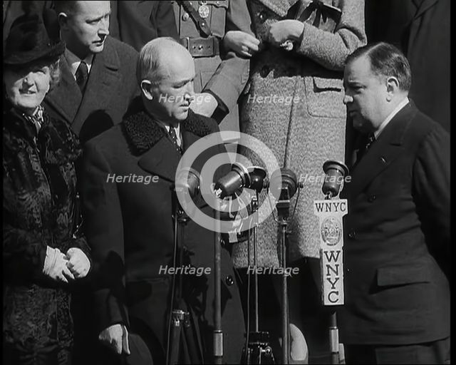 Fiorello H. La Guardia, Mayor of New York City Introducing Edvard Benes, Former President..., 1930s. Creator: British Pathe Ltd.