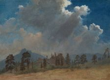 Fir Trees and Storm Clouds, c. 1870. Creator: Albert Bierstadt (American, 1830-1902)