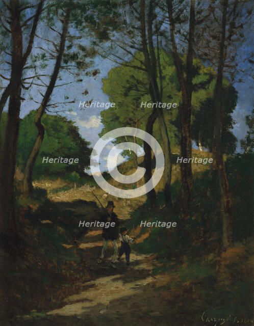 Fir Trees in Les Trembleaux, near Marlotte (Sapins aux Trembleaux à Marlotte), 1854. Creator: Henri-Joseph Harpignies.