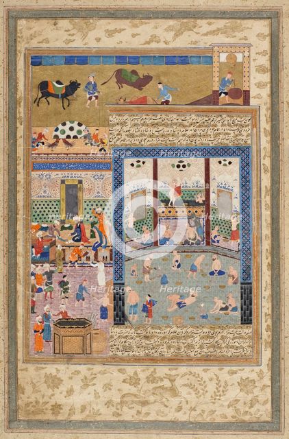 Firdawsi Receiving Wages in a Bathhouse..., between c1550 and c1575. Creator: Unknown.