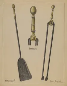 Fire Tongs and Shovel, 1935/1942. Creator: Hans Korsch