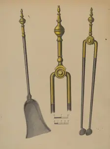 Fire Tongs and Shovel, 1935/1942. Creator: Unknown
