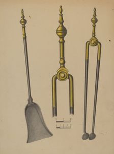 Fire Tongs and Shovel, 1935/1942. Creator: Unknown