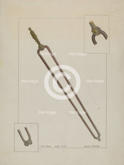 Fire Tongs, c. 1937. Creator: Clyde L. Cheney.