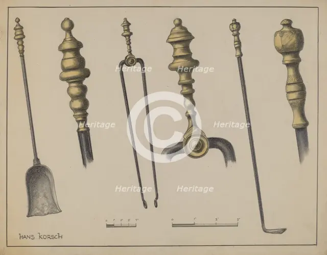 Fire Tools, c. 1937. Creator: Hans Korsch.