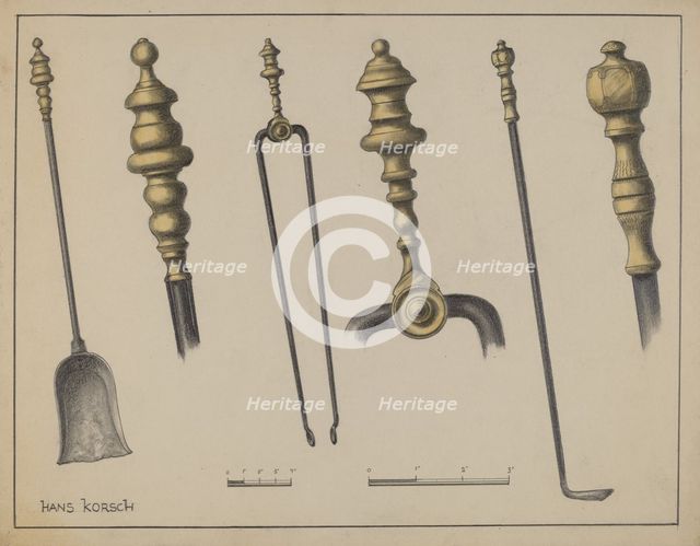 Fire Tools, c. 1937. Creator: Hans Korsch.