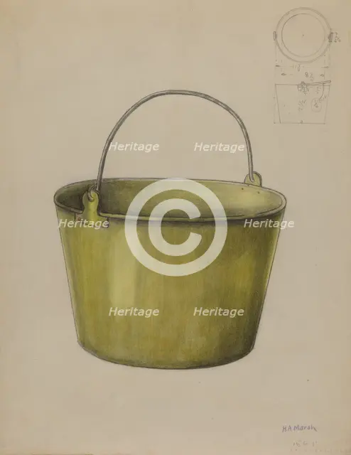 Fire Water Pail, c. 1936. Creator: Herbert Marsh.