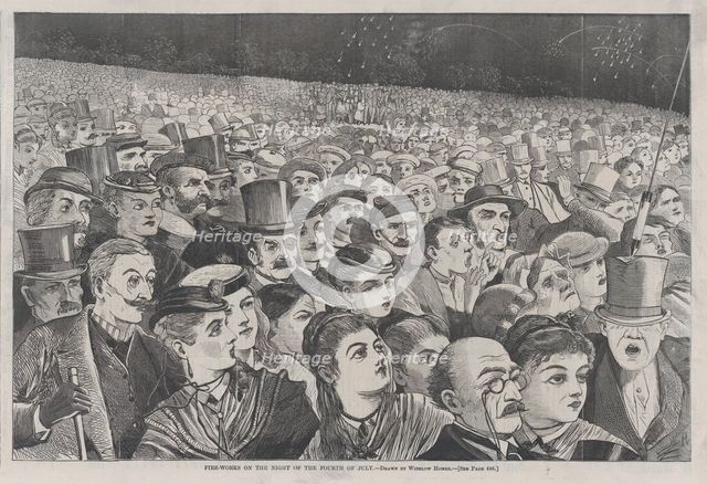 Fire-Works on the Night of the Fourth of July (Harper's Weekly, Vol. XII), July 11, 1868. Creator: Unknown.