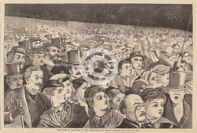 Fire-Works on the Night of the Fourth of July, published 1868. Creator: Winslow Homer.