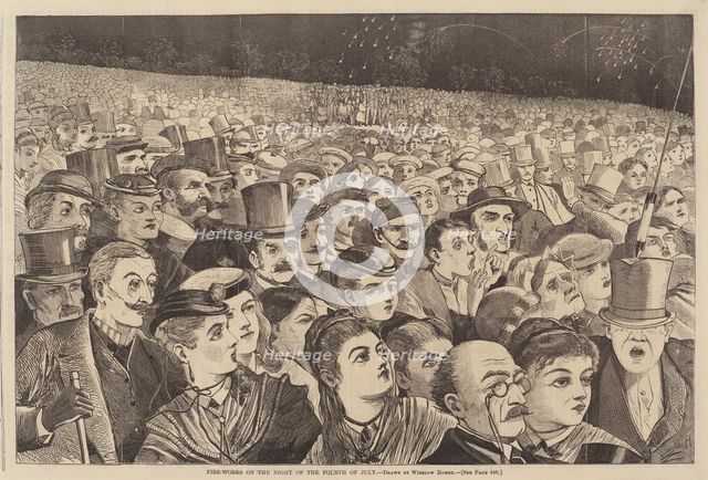Fire Works on the Night of the Fourth of July, published 1868. Creator: Winslow Homer.