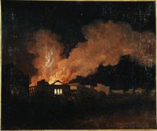 Fire at the Ambigu-Comique theatre on July 13, 1827, 1827. Creator: Antoine-Felix Boisselier