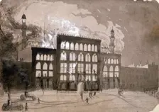Fire at the Alhambra Theatre, Leicester Square, London, 1882 (1883). Artist: William Dickes