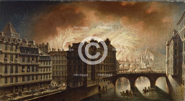 Fire at the Hotel-Dieu in 1772, c1772. Creator: Nicolas Raguenet.
