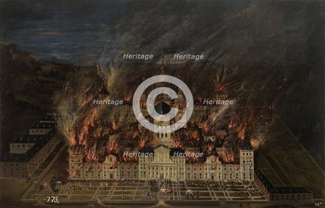 Fire at the Monastery of El Escorial in 1671, 17th century. Creator: Unknown.