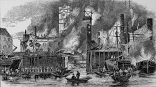 Fire at Topping's Wharf, London Bridge, 1843 c1843, (1912)
