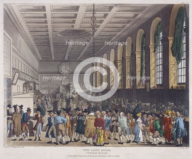 Fire at Custom House, London, 1814. Artist: Anon