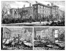 Fire at Forest Gate...School...: general view and dormitories where children were suffocated, 1890. Creator: Unknown