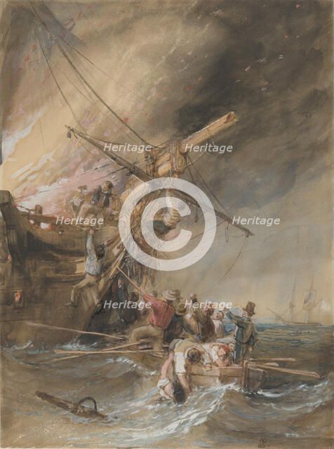 Fire at Sea, 1820-46. Creator: Clarkson Stanfield.