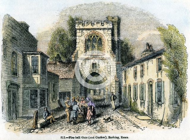 'Fire-bell Gate (and curfew), Barking, Essex', 1845. Artist: Unknown