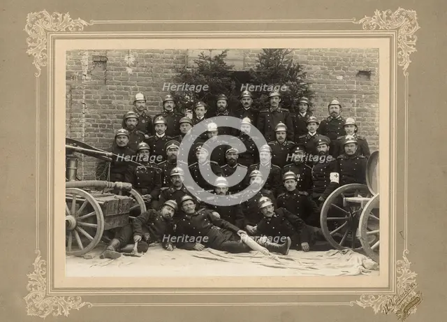 Fire brigade of the Krasnoyarsk Volunteer Fire Society, 1910. Creator: I. Upatkin.