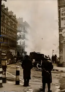 Fire caused by German incendiary bombs, London, World War II, c1940-c1944. Creator: Unknown