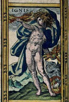 Fire coloured engraving from the book Le Theatre du monde or Nouvel Atlas 1645, created,…