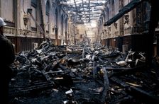 Fire damage at St George's Hall, Windsor Castle, Windsor, Berkshire, 1992